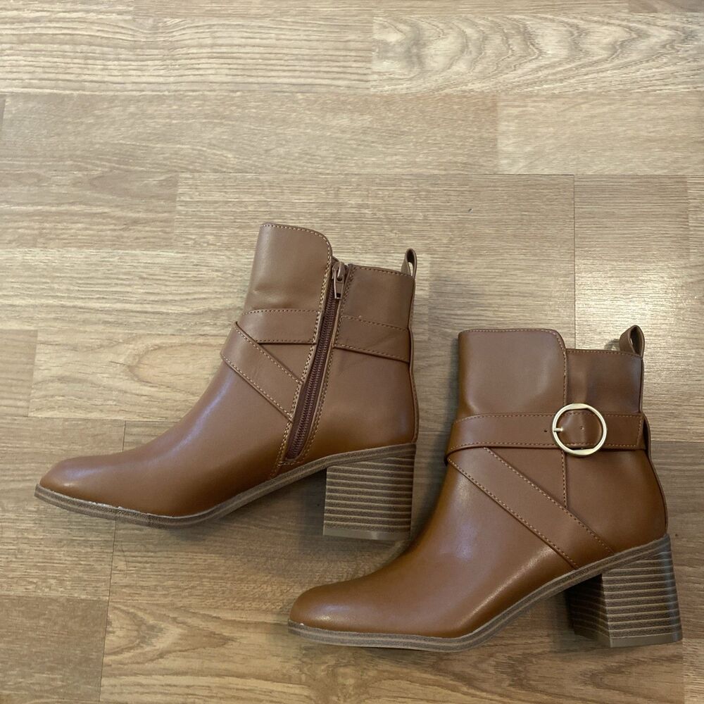 Style & Co Womens Rosaliee Belt Booties Cognac Smooth Size 6.5M - Picture 4 of 12